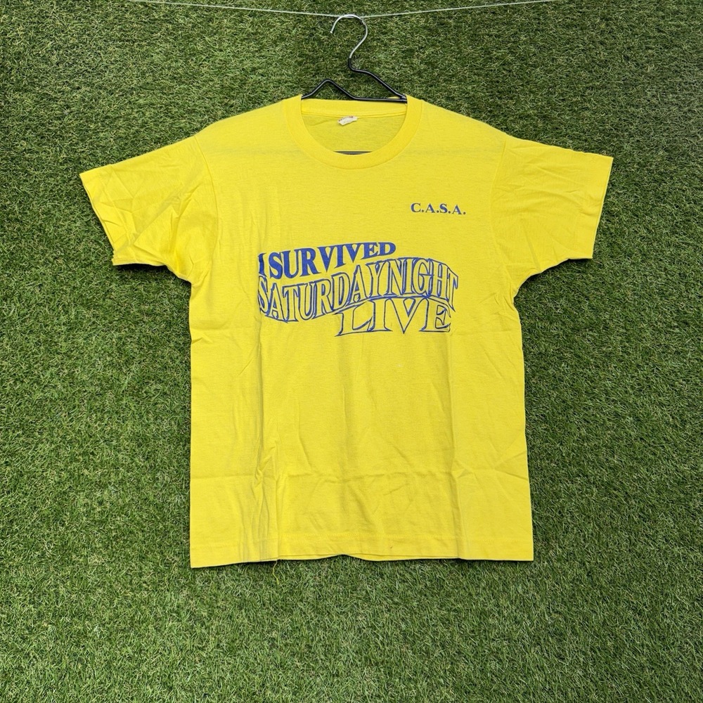 Vintage Saturday Night Live Shirt Mens Medium Single Stitch Yellow I Survived